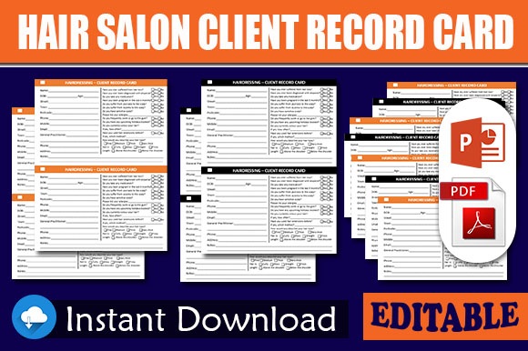  Hairdressing Client Record Cards 